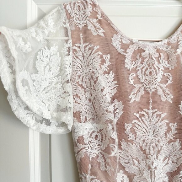 NWT For Love & Lemons San Marcos Ivory Floral Lace Open Back Dress Size Size S - Picture 2 of 7